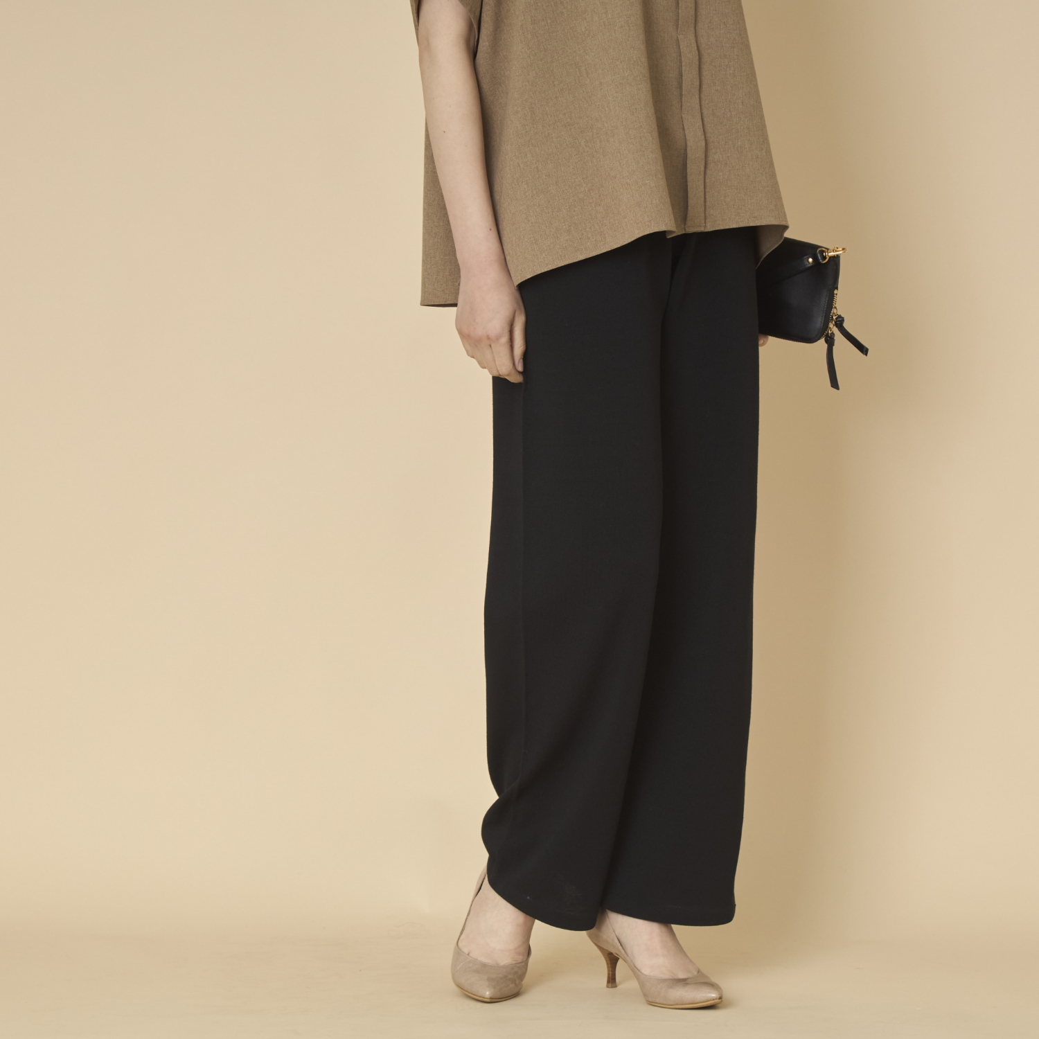 SAIFUKU/のびるニットパンツ ワイドタイプ